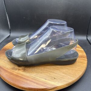 Crocs Slingback Colorblock Flat  Jelly Womens Size 8 Sandals Green Shoes